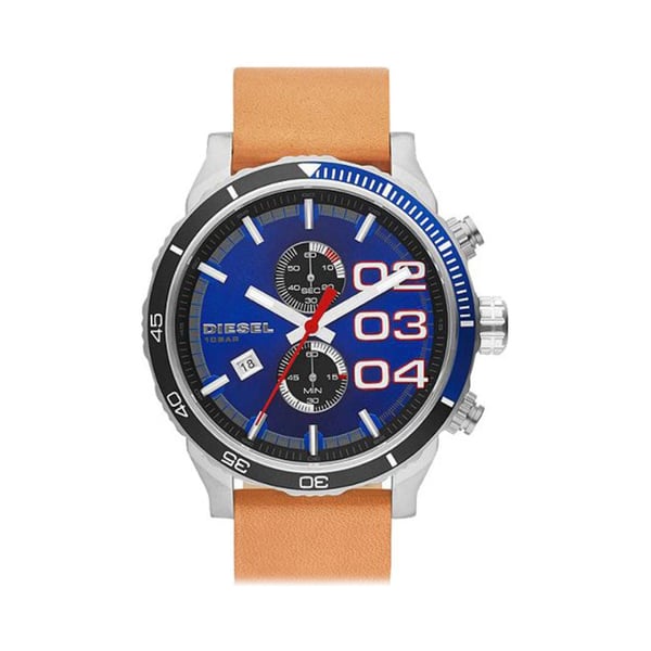 Diesel Men's Blue Dial Leather Band Chronograph Watch - DZ4322