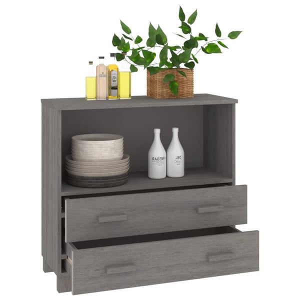 vidaXL Sideboard Light Grey 85x35x80 cm Solid Wood Pine vidaXL Sideboard Light Grey 85x35x80 cm Solid Wood Pine