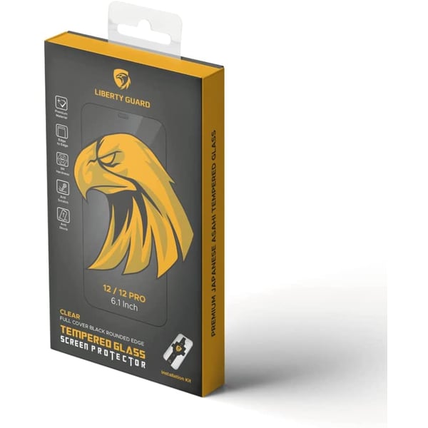 Liberty Guard 2.5d Full Cover Black Rounded Edge Screen Protector For Iphone 12 Pro - Clear