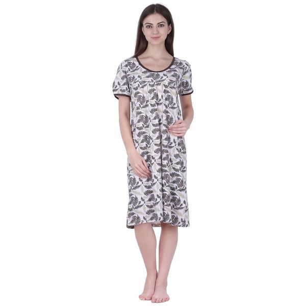 Soko Mesh Ladies Printed Nighty Brown Extra Large