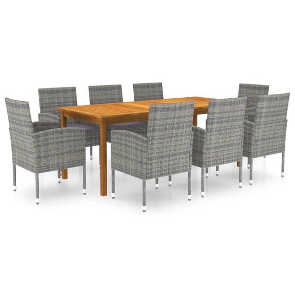 vidaXL 9 Piece Garden Dining Set Grey vidaXL 9 Piece Garden Dining Set Grey