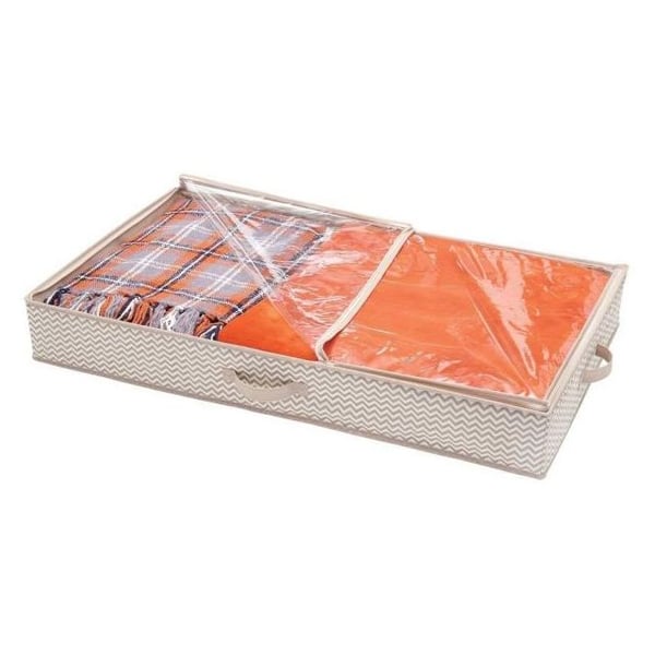 InterDesign Aldo Non-Woven Fabric Under Bed Storage Box Organizer, Linen ID05352ES