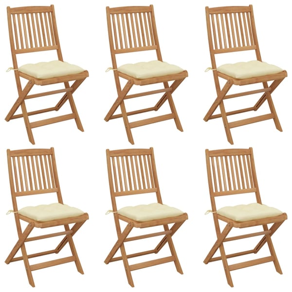 vidaXL Folding Garden Chairs 6 pcs with Cushions Solid Acacia Wood