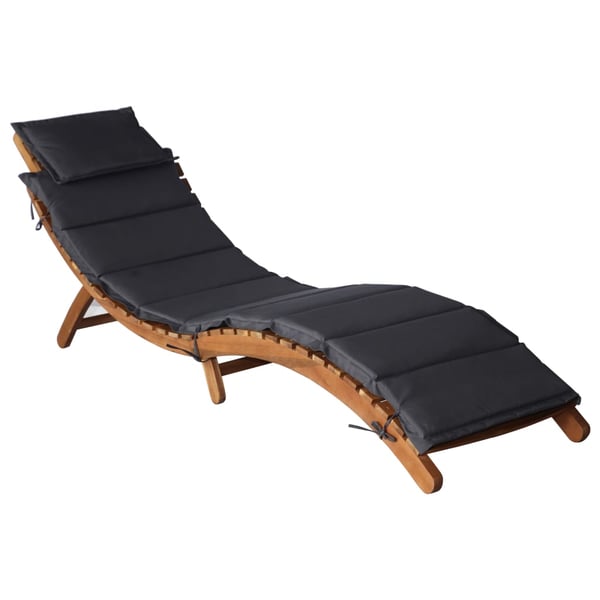 vidaXL Sun Lounger with Cushion Solid Acacia Wood Dark Grey