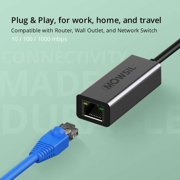 Mowsil Usb Type C To Rj45 Adaptor, Usb C (thunderbolt 3) To Rj45 Gigabit Ethernet Lan Network Converter Adapter