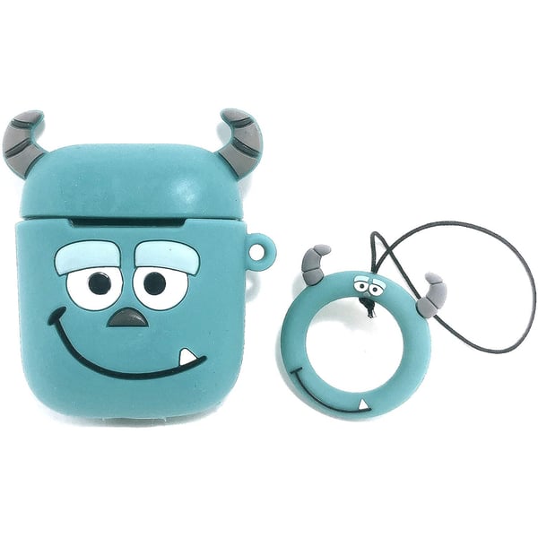 Monster Case for Airpods 1&2, Cute Character Silicone 3D Funny Cartoon Airpod Cover,Soft Kawaii Fun Cool Animal Skin Kits with Carabiner,Unique Cases for Girls Kids Women Air pods (Monster Blue)