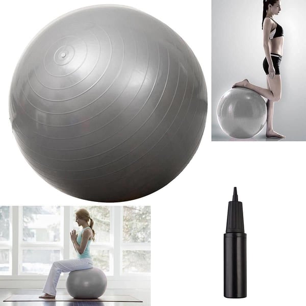 ULTIMAX Yoga Ball Exercise Fitness Core Stability Balance Strength Anti-Burst Prenatal Birthing Yoga ball for Office Home Gym Design Balance Ball Pilates Core and Workout Ball - 75 cm (Silver) ULTIMAX Yoga Ball Exercise Fitness Core Stability Balance Strength Anti-Burst Prenatal Birthing Yoga ball for Office Home Gym Design Balance Ball Pilates Core and Workout Ball - 75 cm (Silver)