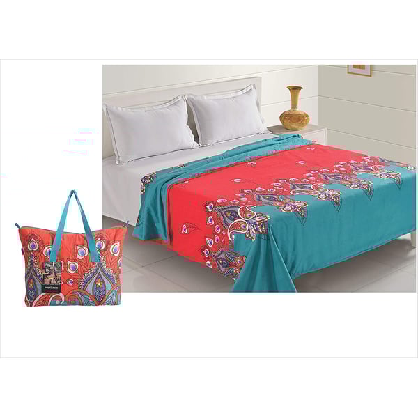 Swayam Balmy Ethnic Luxury Dohar in a Bag-Blue with Pink Swayam Balmy Ethnic Luxury Dohar in a Bag-Blue with Pink
