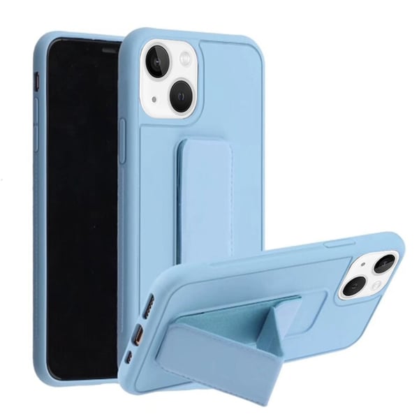 Margoun case for iPhone 14 with Hand Grip Foldable Magnetic Kickstand Wrist Strap Finger Grip Cover 6.1 inch Light Blue