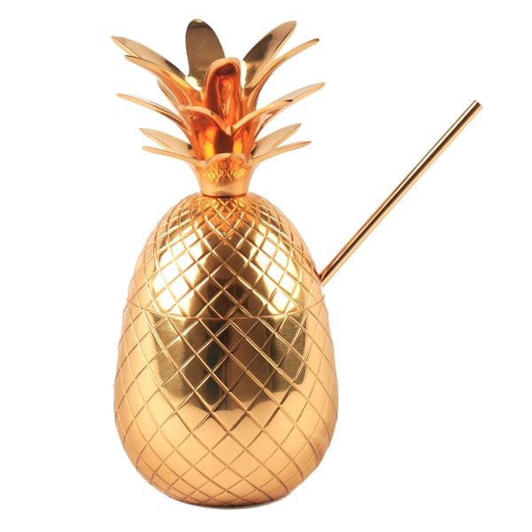 Pineapple Drinkware With Straw Copper 24oz