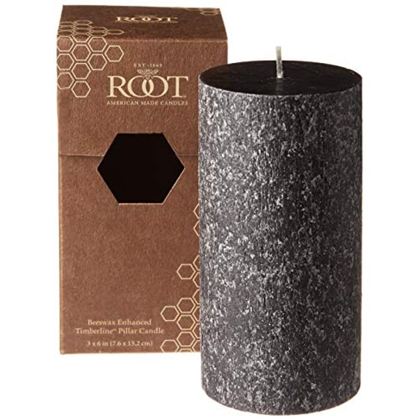Root Candles Unscented Timberline Pillar Candle , 3 X 6-Inches, Black