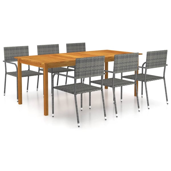 vidaXL 7 Piece Garden Dining Set Grey vidaXL 7 Piece Garden Dining Set Grey