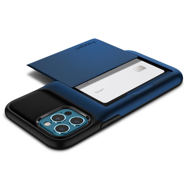Spigen Slim Armor Wallet designed for iPhone 12 Pro MAX case cover - Navy Blue