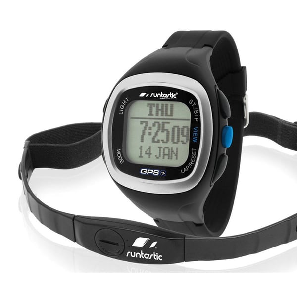 Runtastic GPS Watch with Heart Rate Measurement, Water Resistant, Time and Distance Measurement [Average, Max and Actual Speed and Pace Monitoring, Up to 14 Hours Battery Life] - Black