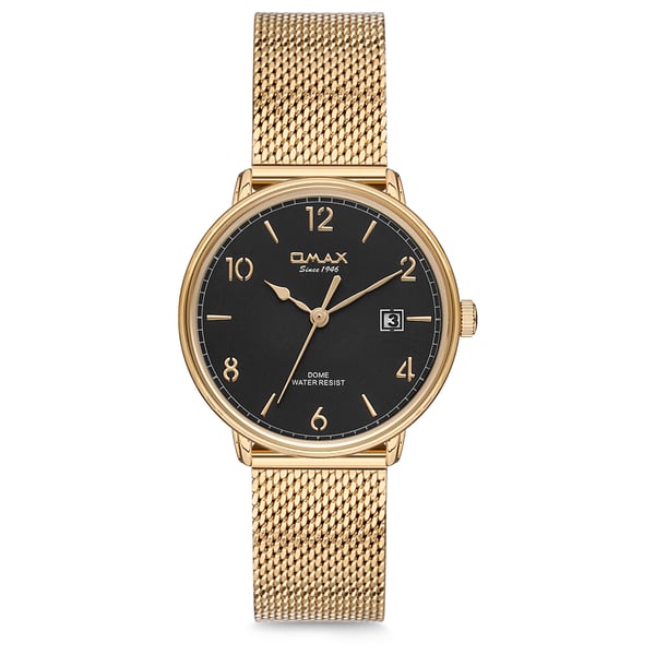 Omax Dome Series Gold Mesh Analog Watch For Women DCD004G21I