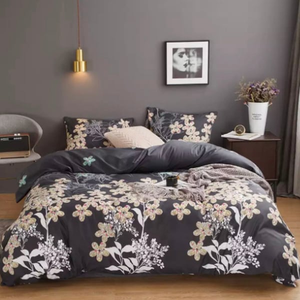 DEALS FOR LESS - King Size, Duvet Cover, Bed Sheet Set of 6 Pieces, Flower & leaves Design
