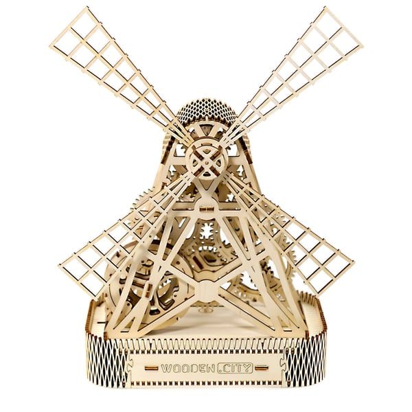 Wooden City Windmill 3D Sculpture