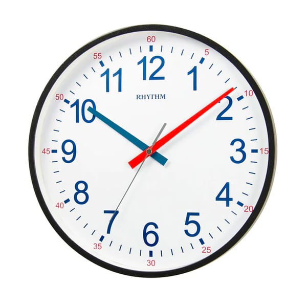 Rhythm Wall Clock CMG599NR02 Analog White Dial Black Case price in Bahrain, Buy Rhythm Wall
