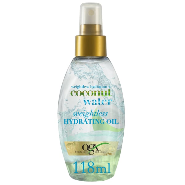 OGX Hair Oil Weightless Hydration + Coconut Water Spray 118ml OGX Hair Oil Weightless Hydration + Coconut Water Spray 118ml