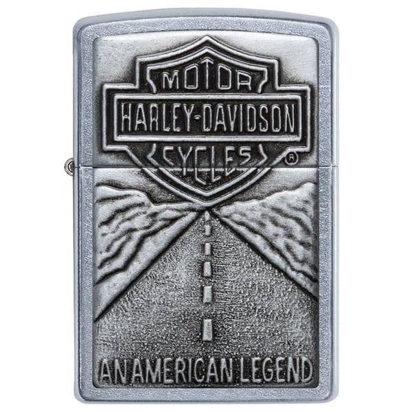 Zippo Genuine Harley Davidson Shield and American Legend Emblem Street Chrome Pocket LighterBare Metal - Silver Zippo Genuine Harley Davidson Shield and American Legend Emblem Street Chrome Pocket LighterBare Metal - Silver