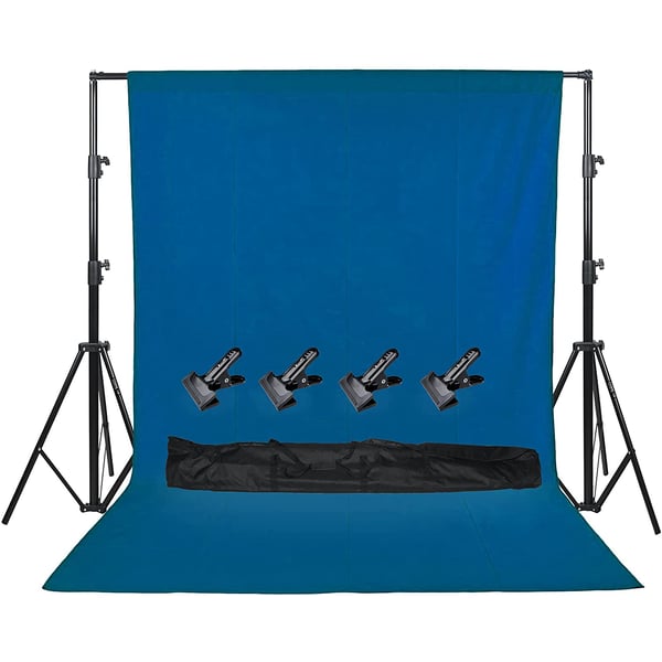 Coopic S06 2.8 X 3.2 Meters Heavy Duty Adjustable Backdrop Support System Photography Studio Video Stand With 4 Heavy Clamps And 1 Carrying Bag (blue)