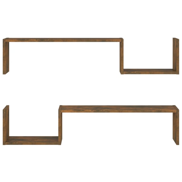 vidaXL Wall Shelves 2 pcs Smoked Oak 100x15x20 cm Engineered Wood vidaXL Wall Shelves 2 pcs Smoked Oak 100x15x20 cm Engineered Wood