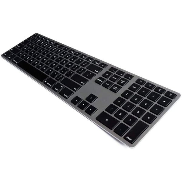 Matias Fk418btb Bluetooth Wireless Aluminum Keyboard With Numeric Keypad And 4-device Sync - Compatible With Mac, Windows, Android Devices (space Gray)