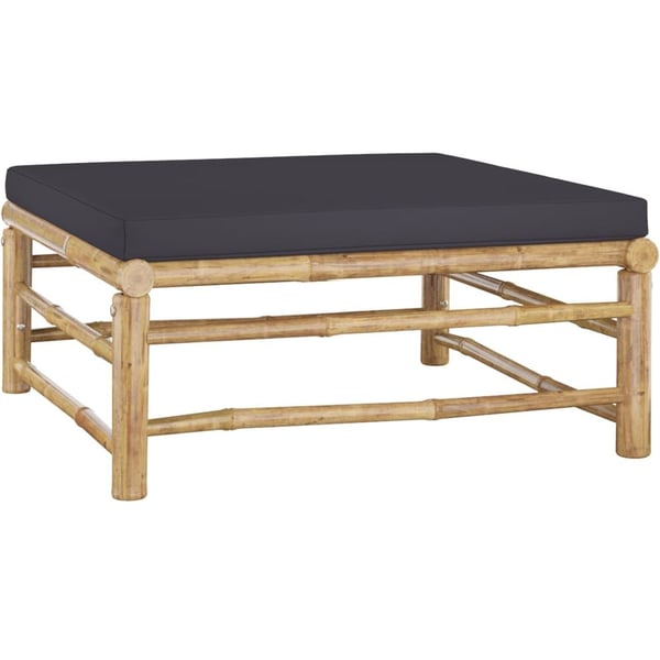 Vidaxl Garden Footrest With Dark Grey Cushion Bamboo