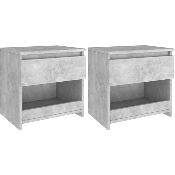 Vidaxl Bedside Cabinets 2 Pcs Concrete Grey 40x30x39 Cm Chipboard
