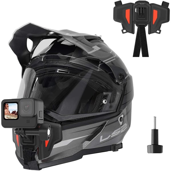 TELESIN Upgraded Motorcycle Helmet Chin Mount for GoPro and Action Camera - Orange