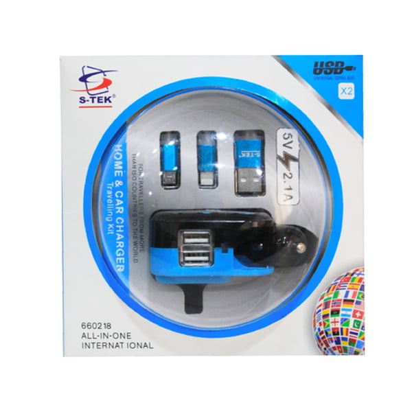 Stek Home And Car Charger Travelling Kit With USB Interface Stek Home And Car Charger Travelling Kit With USB Interface