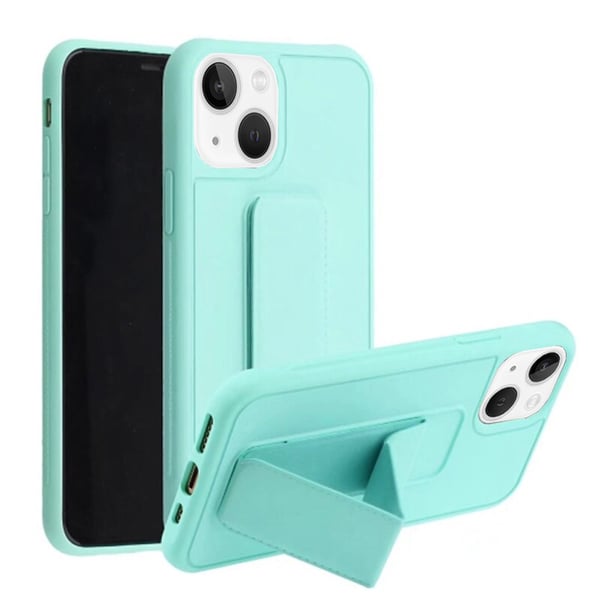 Margoun case for iPhone 14 with Hand Grip Foldable Magnetic Kickstand Wrist Strap Finger Grip Cover 6.1 inch Mint Green
