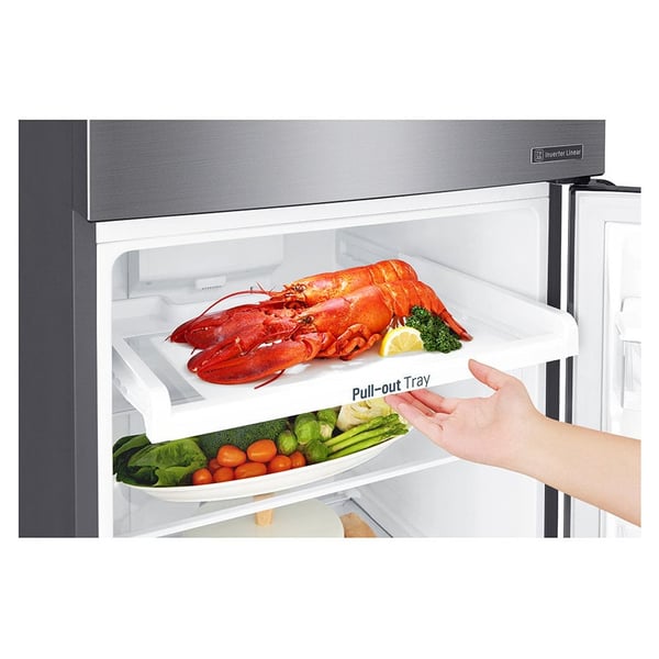 LG Top Freezer Refrigerator 335 Litres B402SLCB Smart Inverter Compressor Pull-out Tray Big Size Veggie Box LG Top Freezer Refrigerator 335 Litres B402SLCB Smart Inverter Compressor Pull-out Tray Big Size Veggie Box