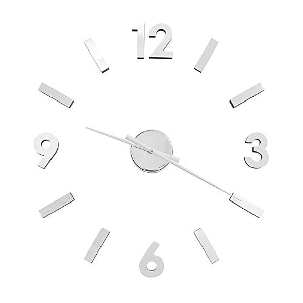 Torre & Tagus Versa Diy Adhesive Wall Clock For Home Office School Decorations, Large, Silver Torre & Tagus Versa Diy Adhesive Wall Clock For Home Office School Decorations, Large, Silver