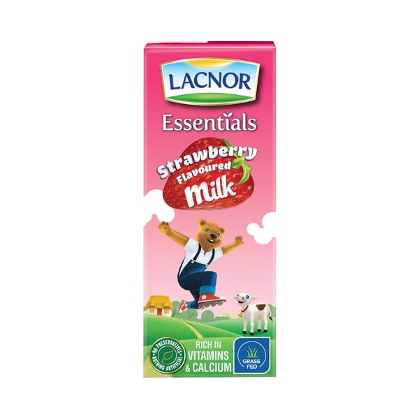 Buy Lacnor Strawberry Flavoured Milk 180ml (Pack of 8pcs) Online in UAE
