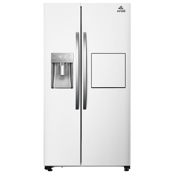 evvoli 650 Litres Side by Side Refrigerator With Ice maker and Water Dispenser, Digital Inverter Technology, White EVRFH-S532HW