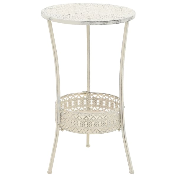 vidaXL Bistro Table Vintage Style Round Metal 40x70 cm White vidaXL Bistro Table Vintage Style Round Metal 40x70 cm White