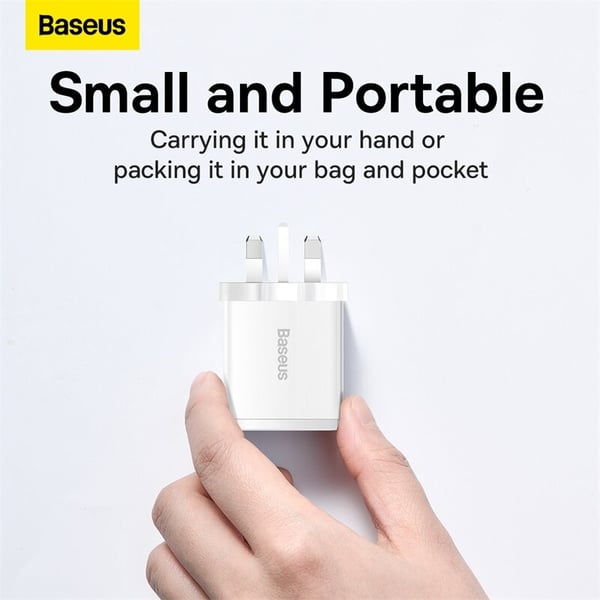 Baseus Compact Fast Charger 2USB+Type-C 30W Multi-Port Wall Charger Adapter White