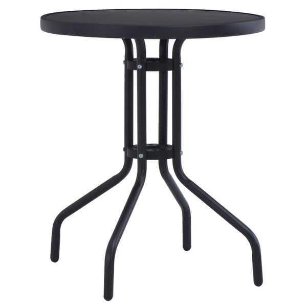vidaXL Garden Table Black 60 cm Steel and Glass