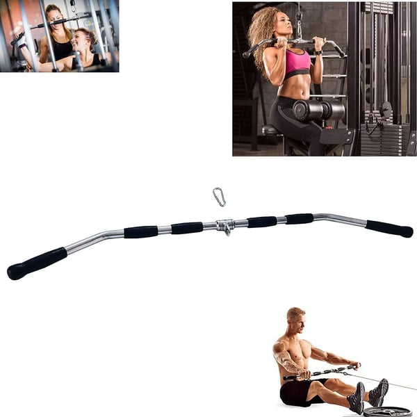 ULTIMAX LAT Pull down Bar, Solid Steel Tricep Press Down Bar with Rubber Handgrips & Revolving Hanger, Multi-Exerciser Cable Attachment Bar-48 inch