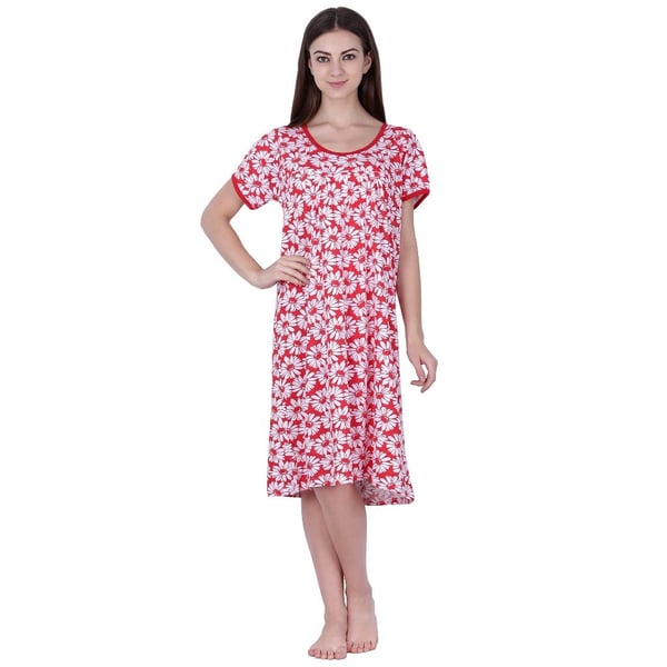 Soko Mesh Ladies Printed Nighty Red Extra Large