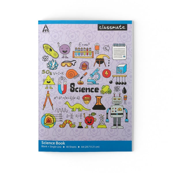 Classmate Science Notebook Centre Stapled 297 X 210, 70-gsm Unruled + Single Line 80 Pages, Pack Of 6