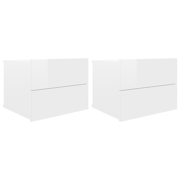 vidaXL Bedside Cabinets 2 pcs High Gloss White 40x30x30 cm Engineered Wood