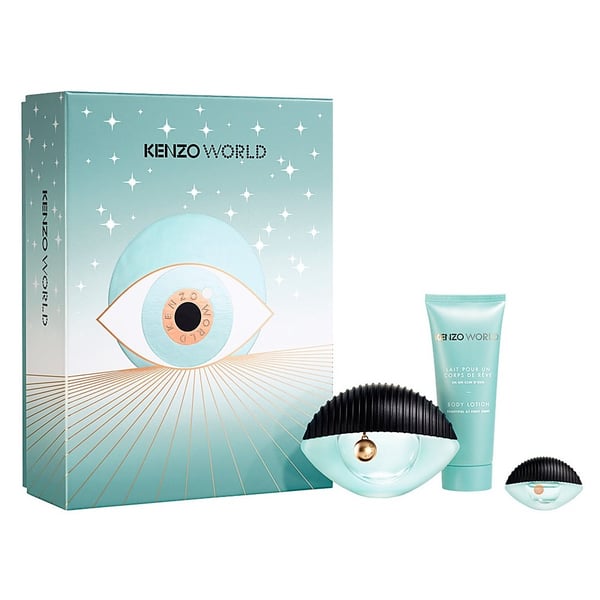 Kenzo World Gift Set For Women (Kenzo World 50ml EDP + 75ml Body Lotion + 5ml Mini EDP)