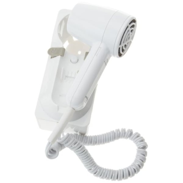 Jerdon ProVersa JWM6CF Wall Caddy Hair Dryer with 2-Speed and 3-Heat Settings, 1600-Watts, White Finish