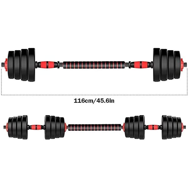 Ultimax Dumbbell And Barbell Set Weightlifting Fitness Black Cement Steel Rubber Adjustable Dumbbell With Connecting Rod/barbell Set 2 In 1-30kg
