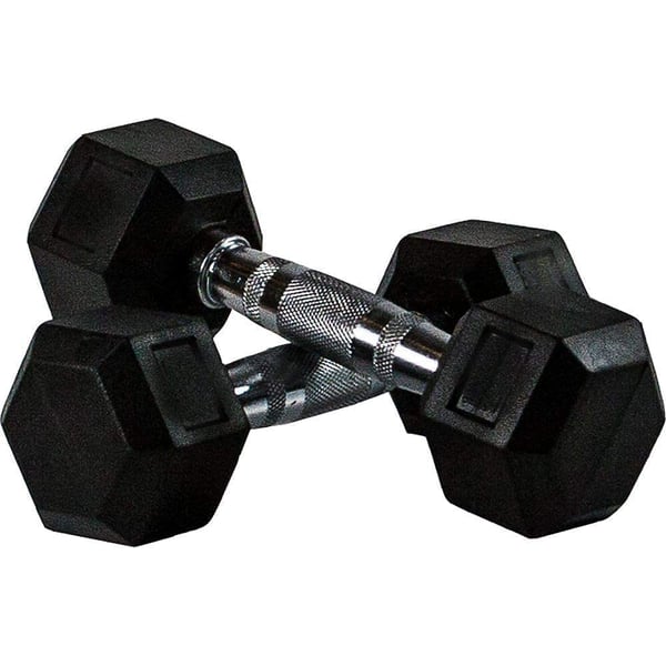 Ultimax Rubber Encased Dumbbell Set Barbell Set Hex Rubber Dumbbell Solid Iron Hex Dumbbells - 9kg X 2 Ultimax Rubber Encased Dumbbell Set Barbell Set Hex Rubber Dumbbell Solid Iron Hex Dumbbells - 9kg X 2