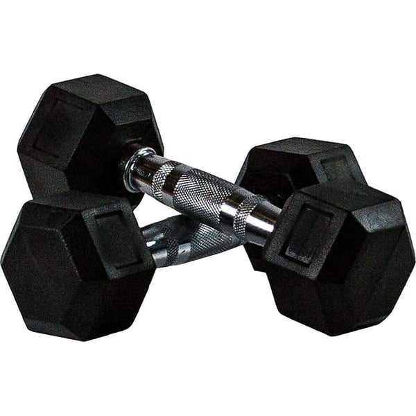 Ultimax Rubber Encased Dumbbell Set Barbell Set Hex Rubber Dumbbell Solid Iron Hex Dumbbells - 9kg X 2