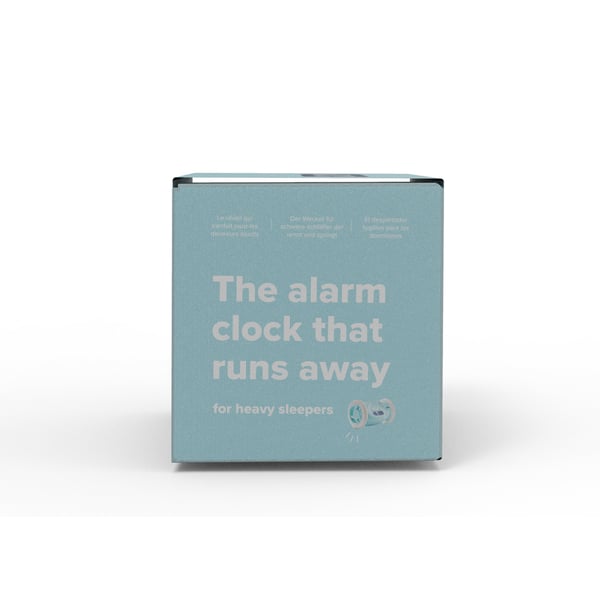 Clocky alarm clock on wheels - Chrome