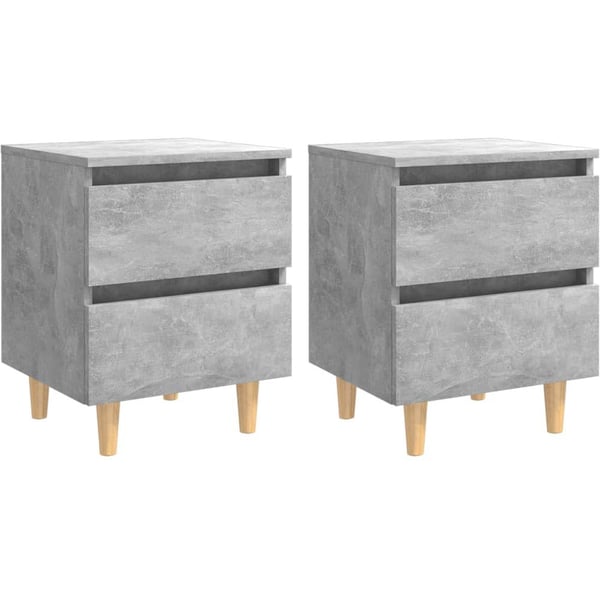 Vidaxl Bed Cabinets & Solid Pinewood Legs 2 Pcs Concrete Grey 40x35x50 Cm
